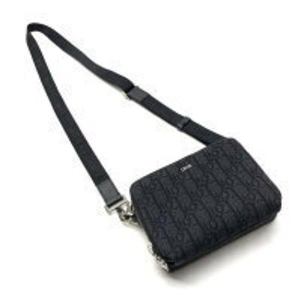 Dior Oblique Shoulder Bag Strap Crossbody Black Zipper Closure - Picture 4 of 8